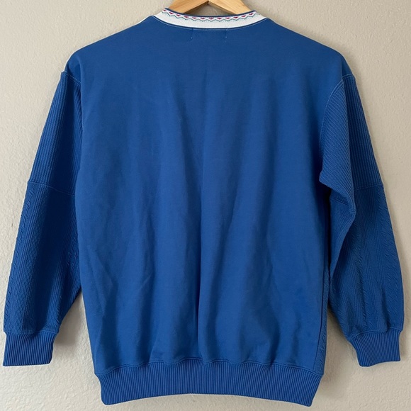 Vintage Cable Knit 1/4 Button Pullover Sweater Floral Silver Button Front Pocket - Picture 6 of 8